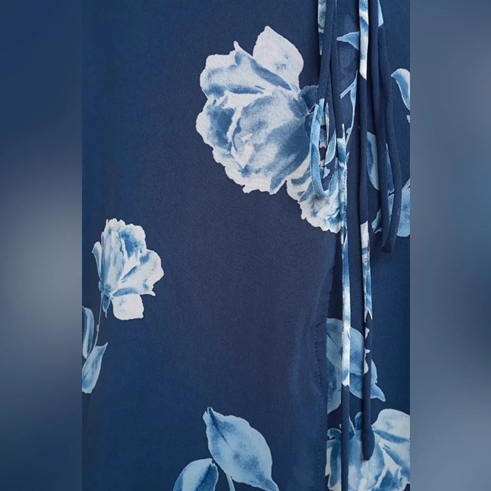 Lulus One Desire Navy Blue Floral Print Wrap Tank Maxi Dress - Picture 10 of 10